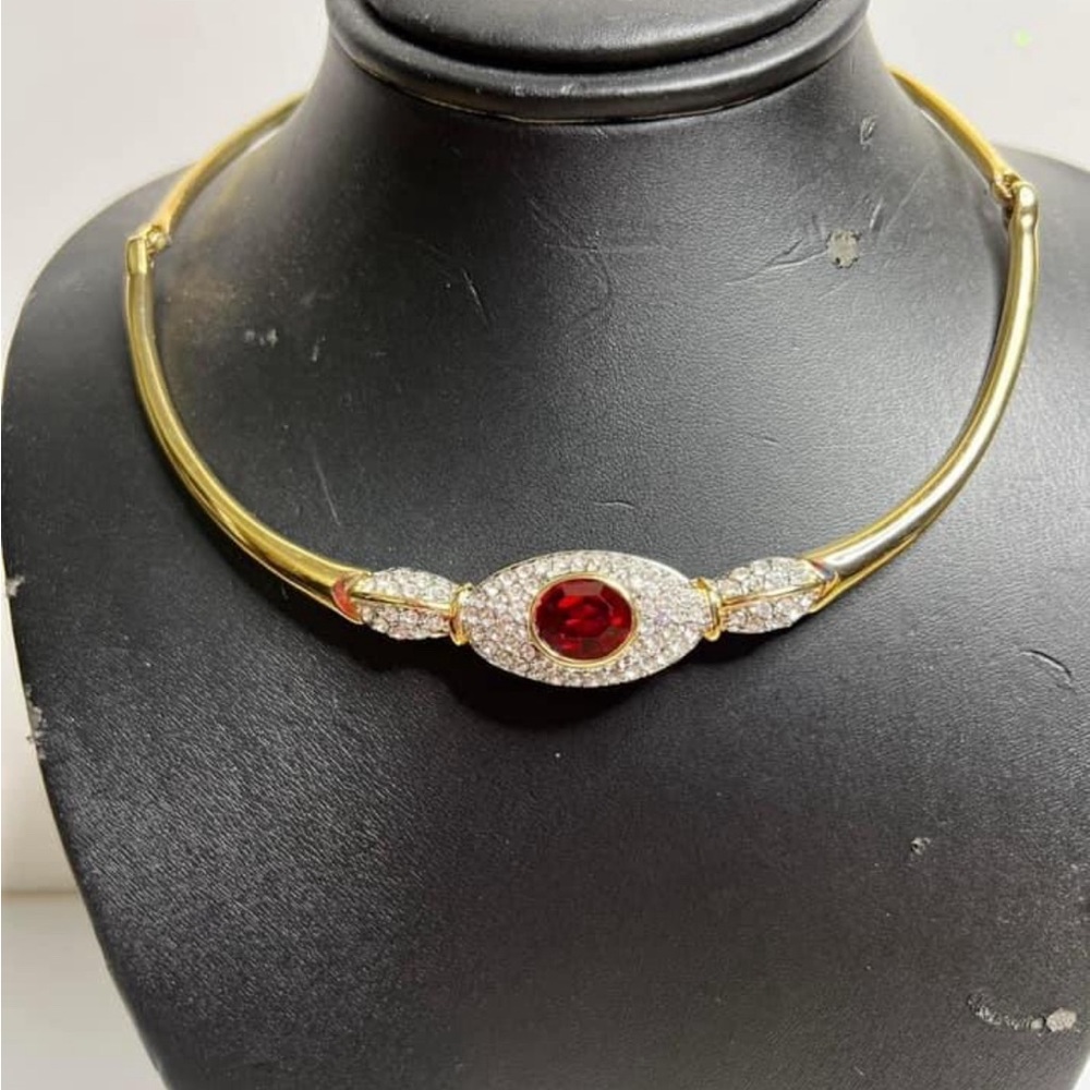 Red Ruby w/ cubics zirconia diamonds necklace (choker)